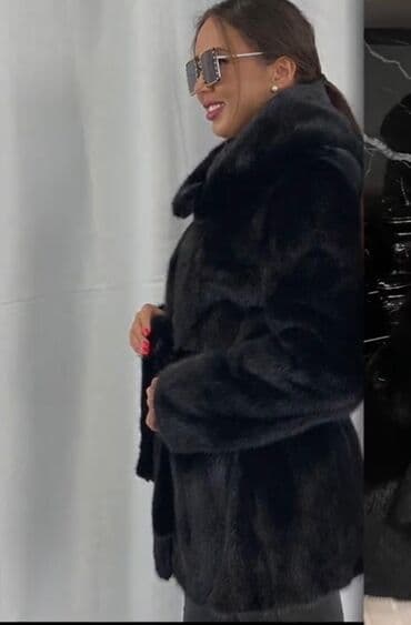 qadınlar üçün qara qonur tülkü xəzindən papaq: Palto, M, rəng - Qara — 1