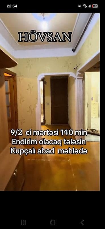 hacikend kiraye evler: Hovsan qəsəbəsi 9 mərtəbənin 2 ci mərtəbəsi .təmir ortadan yaxşıdı — 9