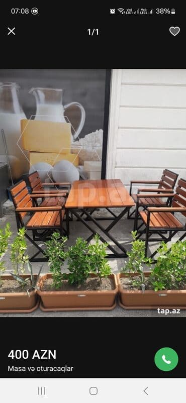 toxunma saplar satisi: Yeni, Dördbucaq masa, 4 stul, Açılmayan, Stullar ilə, Taxta, Azərbaycan — 1