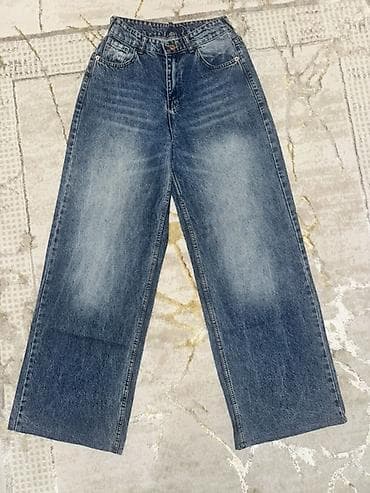 Cinslər: Geniş kəsimli mavi cins şalvar 28 olcu - Model: wide-leg/straight — 2