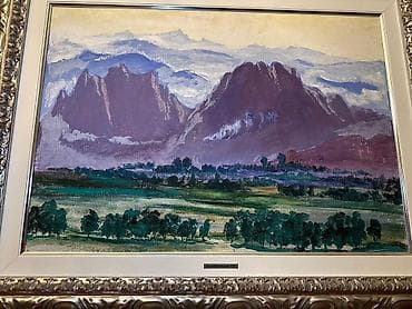 Şamdanlar: Mövzu: Dağ mənzərəli orijinal tablo – çərçivəli Təsvir: - Rəssam — 3