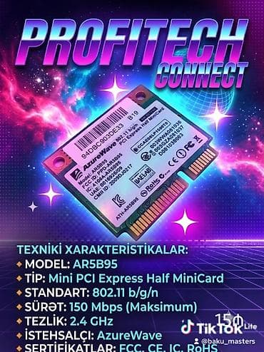 AzureWave AR5B95 Mini PCI Express Half MiniCard Wi‑Fi adapteri