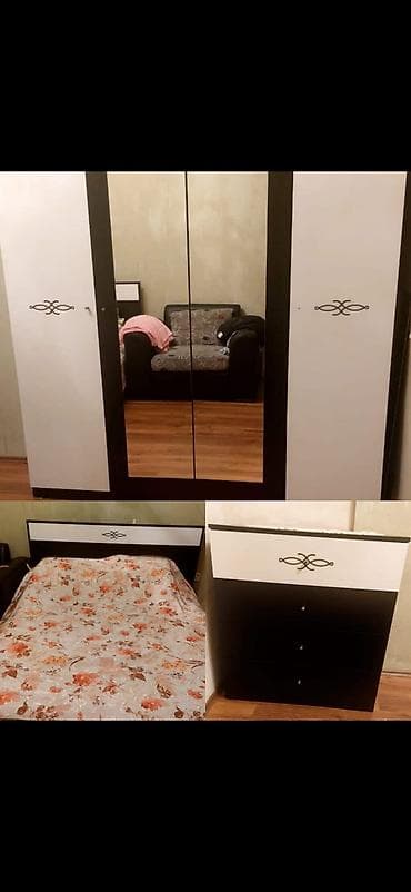 Yataq otağı dəsti Tərkib: - 4 qapılı geyim şkafı: orta hissədə iki