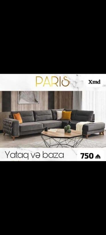 угловые диваны в баку: Угловой диван, Раскладной, Ткань — 17