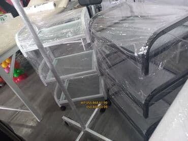 künc rəf: Taxta və Şüşə etajerkalar. Tibbi rəflər 3mərtəbəli. ➡️Etajerka — 7