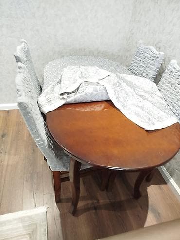 dekor taxta: Mətbəx üçün, Açılmayan, Oval masa, 4 stul — 1