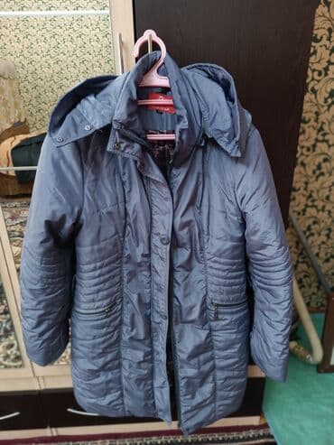 кожаная куртка женская: Пальто, S, цвет - Серый — 1