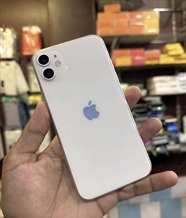 işlenmiş iphone: IPhone 11, 128 GB, Ağ, Zəmanət, Simsiz şarj, Face ID — 1
