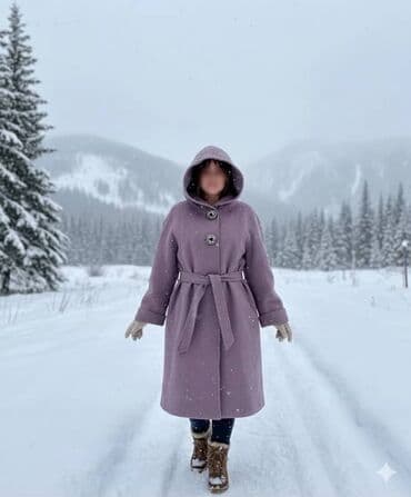 женское пальто с капюшоном: Məhsul: Qadın kapüşonlu palto - Rəng: Zərif lavanda/bənövşəyi ton - — 3