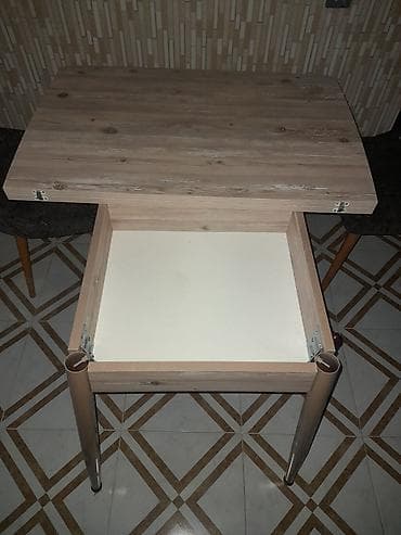 masası: Mətbəx üçün, İşlənmiş, Qatlanan, Dördbucaq masa, 2 stul — 3