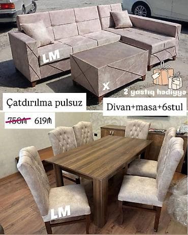 usta masasi: Divan + Masa dəsti Sifarişlə hazırlanır. Dəst şəkildə : 619₼ Divan — 2