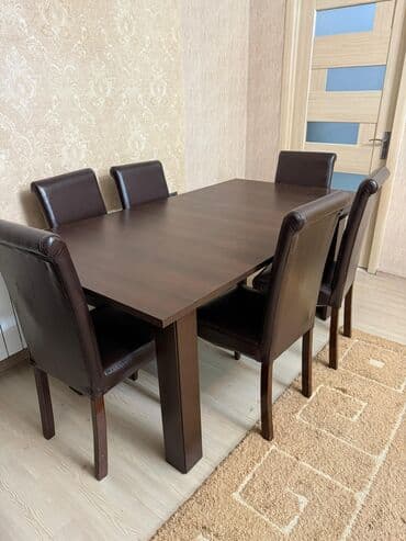 Taburetlər: Qonaq otağı üçün, Açılmayan, Dördbucaq masa, 6 stul — 3