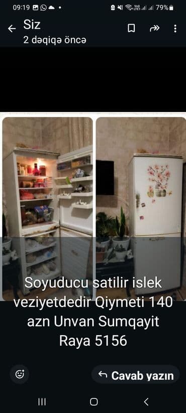 2 qapılı Soyuducu Satılır, rəng - Ağ