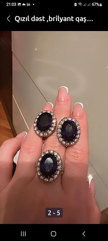 brilliant komplektlər: Dəstə daxildir: Üzük, Sırğa, Bvlgari, Sarı qızıl, 750 Əyar, 28 g — 5