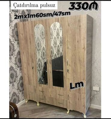 polkalı şkaf: Açılan, 3 qapılı Düz dolab, Şifonyer — 5