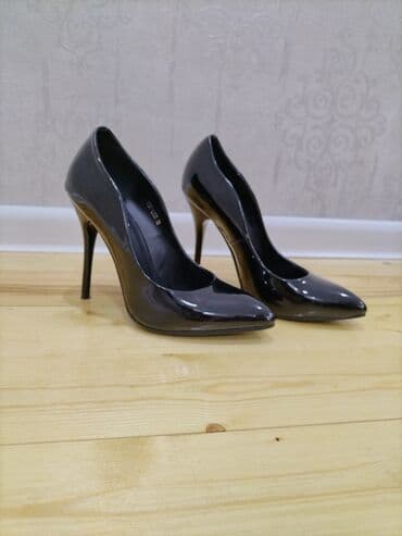 женские туфли на шпильке: Туфли, Размер: 38, цвет - Черный, Б/у — 1