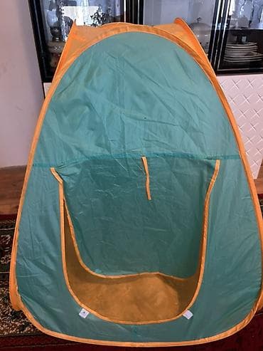 Uşaq üçün pop-up oyun çadırı - Rəng: mavi-yaşıl və narıncı haşiyəli -