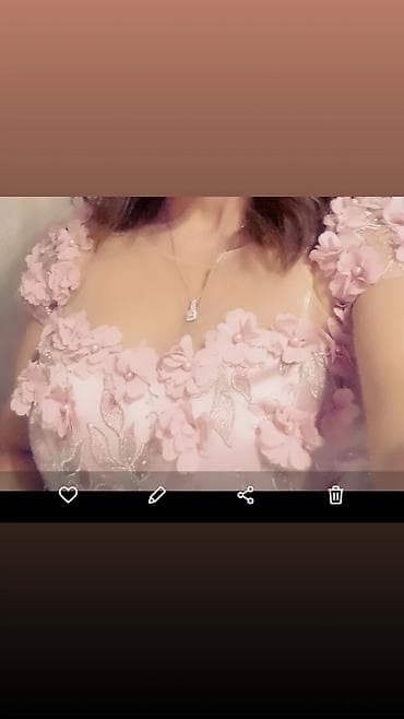 халаты для келинок: Şık ziyafət donu – pudra çəhrayı rəng - Model: Uzun, axıcı ətəkli — 3