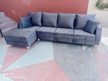 Sifarişlə taburetkalar: Künc divan, Qonaq otağı üçün, Vеlur parça, Bazalı, Açılmayan — 3