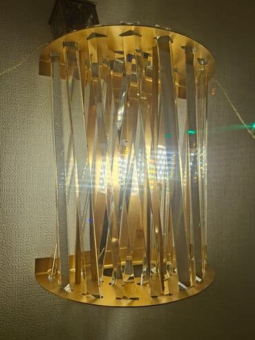 gece lampası: Kristal dekorlu divar bra - Material: metal gövdə (qızılı rəng) + — 2