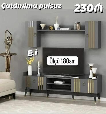 Düz TV altlığı, Polkalı, Laminat