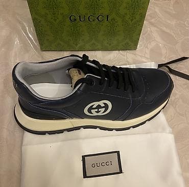 Şəxsi əşyalar: GUCCI kişi krossovkası - Rəng: Tünd göy üst, - Loqo“GUCCI” - — 3