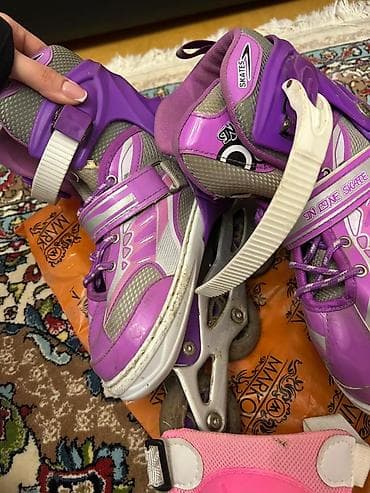 idman doseyi: Uşaq üçün bənövşəyi rəngdə inline təkərli konkisət dəsti — 4