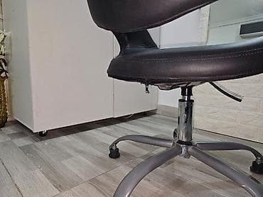 goran mebel: Dairəvi formalı salon/ofis kreslosu - Material: qara süni dəridən — 2