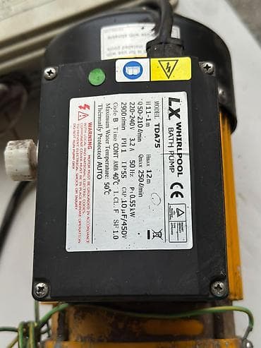 бак для воды: LX Whirlpool Bath Pump – Model TDA75 Texniki göstəricilər: - — 2
