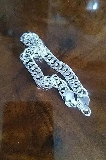 bijuterya: Gümüş rəngli zəncir qolbaq - Material: metal ərinti, parlaq — 2