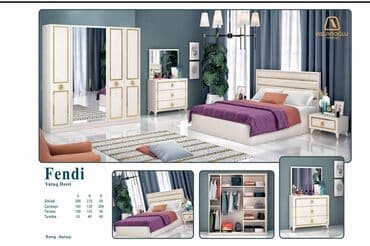 угловая тумба: Двуспальная кровать, 2 тумбы, Турция, Новый — 1