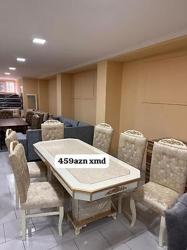 Klassik üslubda yemək otağı dəsti - Dəst: 1 yemək masası + 6 stul -