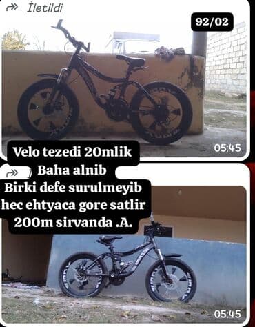vlosipet: Uşaq/yeniyetmə velosipedi – 20-lik təkərlər. - Rəng: qara, ağ — 1