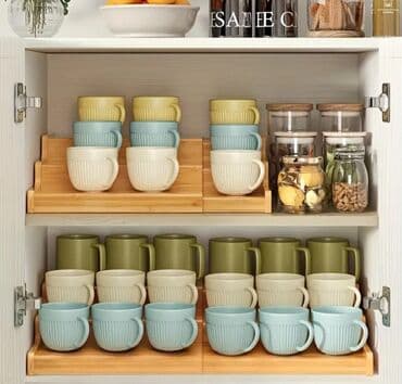 Maskalar, eynəklər: Tənzimlınən düzənləyici rəf mətbəxinizdə hər şey göz önündə və — 2