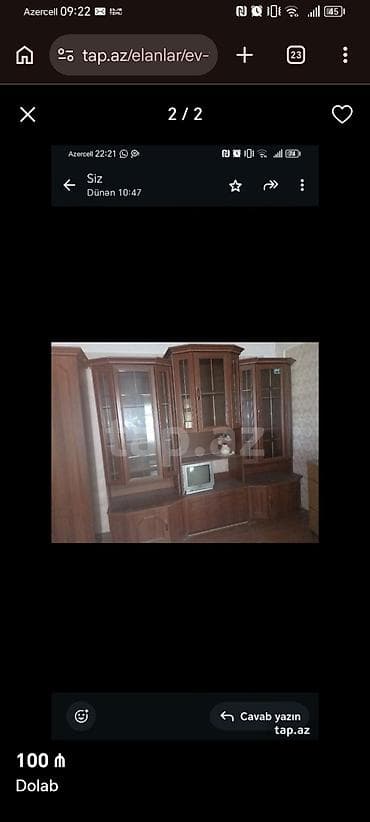 Mebel dəsti – şkaf və divar vitrini - Material: ağac əsaslı