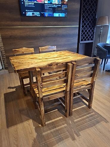 abşivka taxta: Mətbəx üçün, Açılmayan, Dördbucaq masa, 4 stul — 2