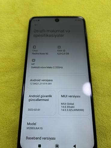 mabil telefon: Redmi Note 9S, 128 GB, rəng - Mavi, Barmaq izi, Face ID — 6