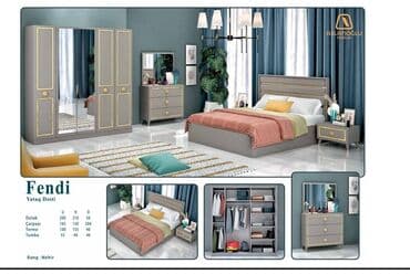 угловая тумба: Двуспальная кровать, 2 тумбы, Турция, Новый — 1