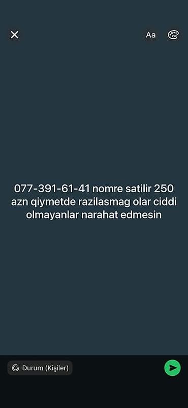 Nömrə: ( 077 ) ( 3916141 ) lalafo.az -da Nömrə: ( 077 ) ( 3916141 )