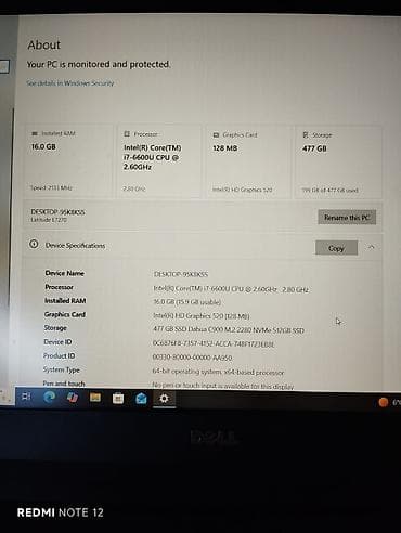 iphon 16: Satılır Dell notebook. Cihaz 512 GB SSD yaddaş və 16 GB RAM ilə təchiz — 6