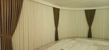 ucuz tul: Bu dəst tünd bənövşəyi rəngli iki qalın pərdədən və ortada yerləşən ağ — 18