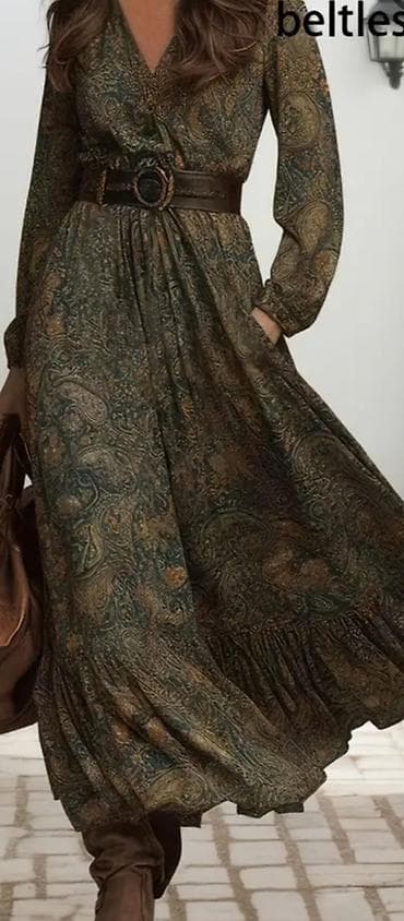 Bohem üslubunda uzun don - Model: uzun, A-kəsim, yüngül dalğalı ətək