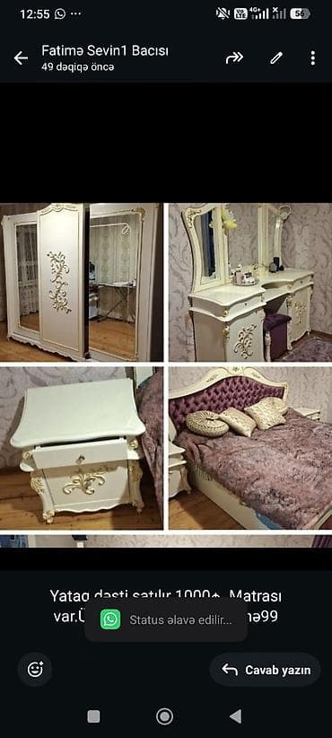 Yataq dəsti satılır 1000₼. Matrası var.Ünvan Xətai. 8822. Fatimə99