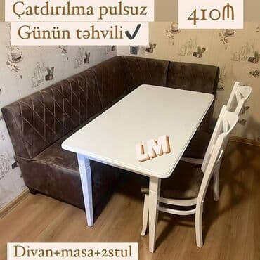 Ev üçün digər mebel: Mətbəx dəsti Divan + Masa + 2 Stul Qiymət : 410₼ Divan:1.20x1.70 — 1