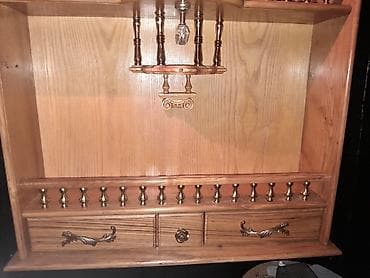 stul bar: Mini bar.palid agaci ve latun işləmələrlə hazirlanmiş el işi bar — 3