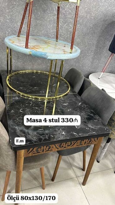 oturacaqlar: Mətbəx üçün, Yeni, Açılan, Dördbucaq masa, 4 stul — 3