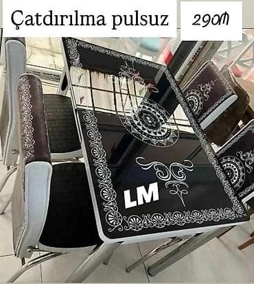 sdollar: Mətbəx masa ( üstü şüşə) + 4 stull dəst‼️ Qiymət : *290 ₼ Masa — 3
