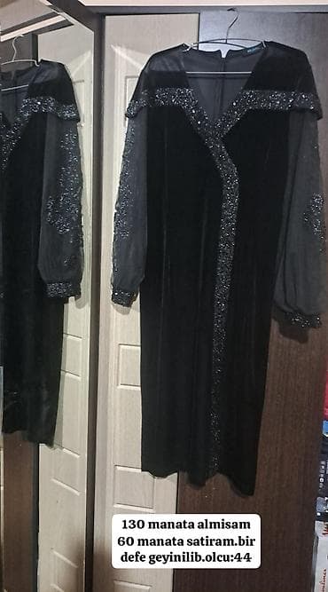 Qara məxmər ziyafət donu - Ölçü: 44 - Material: yumşaq məxmər əsas