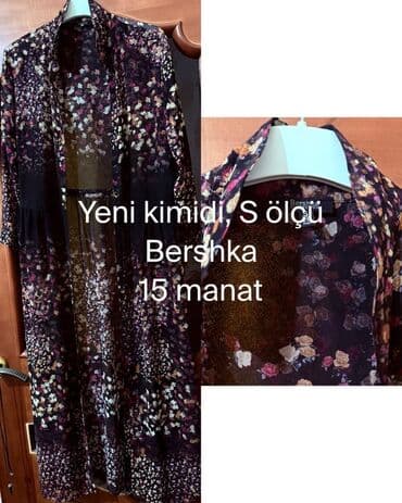 jaketler qadin ucun: Bershka qadın kimono/kardiqan - Ölçü: S - Model: Uzun, açıq önlü - — 1