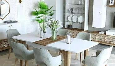 turk sobası: Qonaq otağı üçün, Yeni, Açılan, Dördbucaq masa, 6 stul — 3